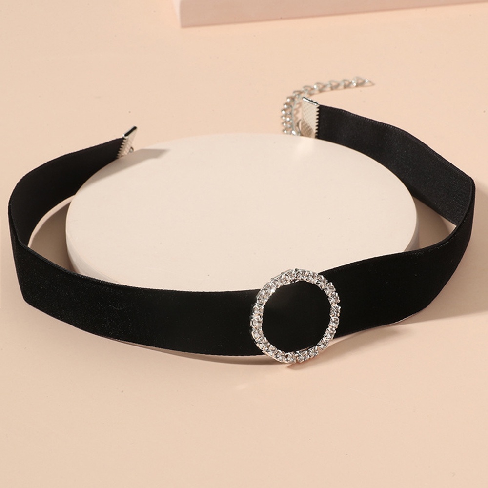 Gothic Punk Black Velvet Heart Choker For Women Crystal Square Round ...