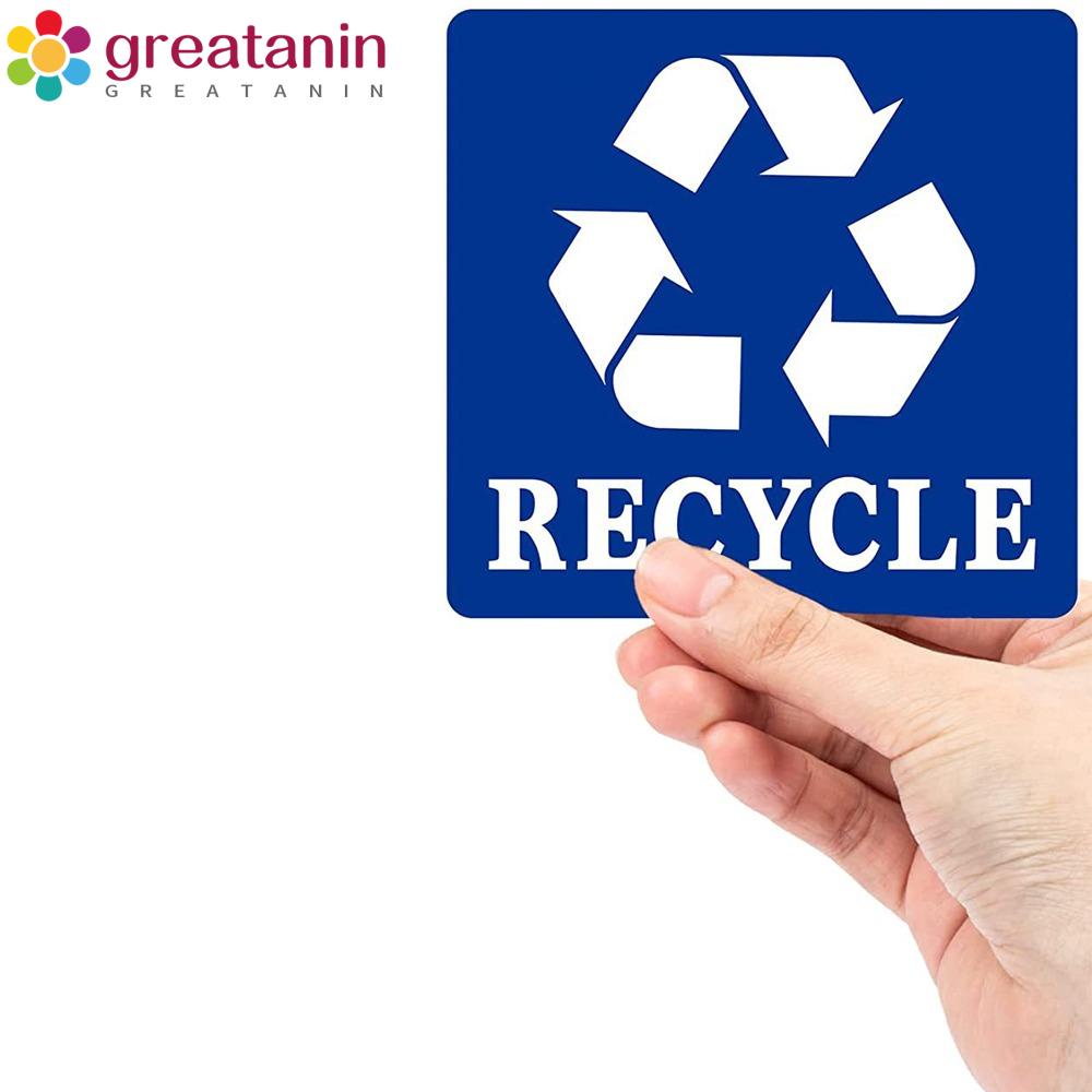 GREATANIN 10Pcs Recycle Labels, Self Adhesive Blue Recycle Sign Decals