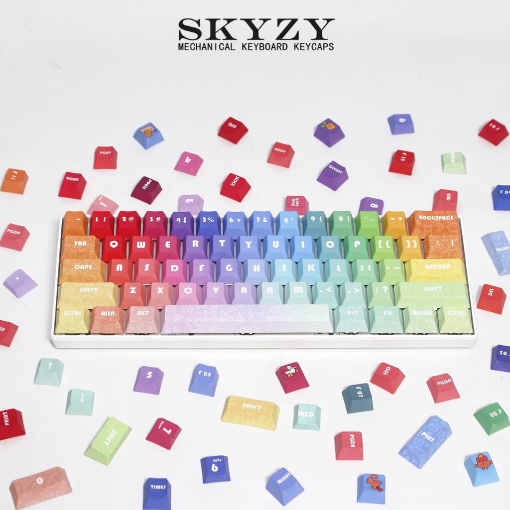 Rainbow Keycap Cherry Profile Gradient Color PBT Dye Sub Mechanical ...