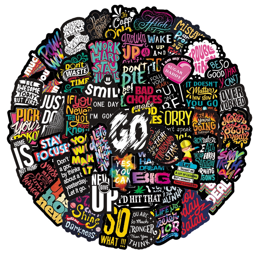 50PCS/set Motivational Quotes Phrases Stickers DIY Laptop Fridge ...