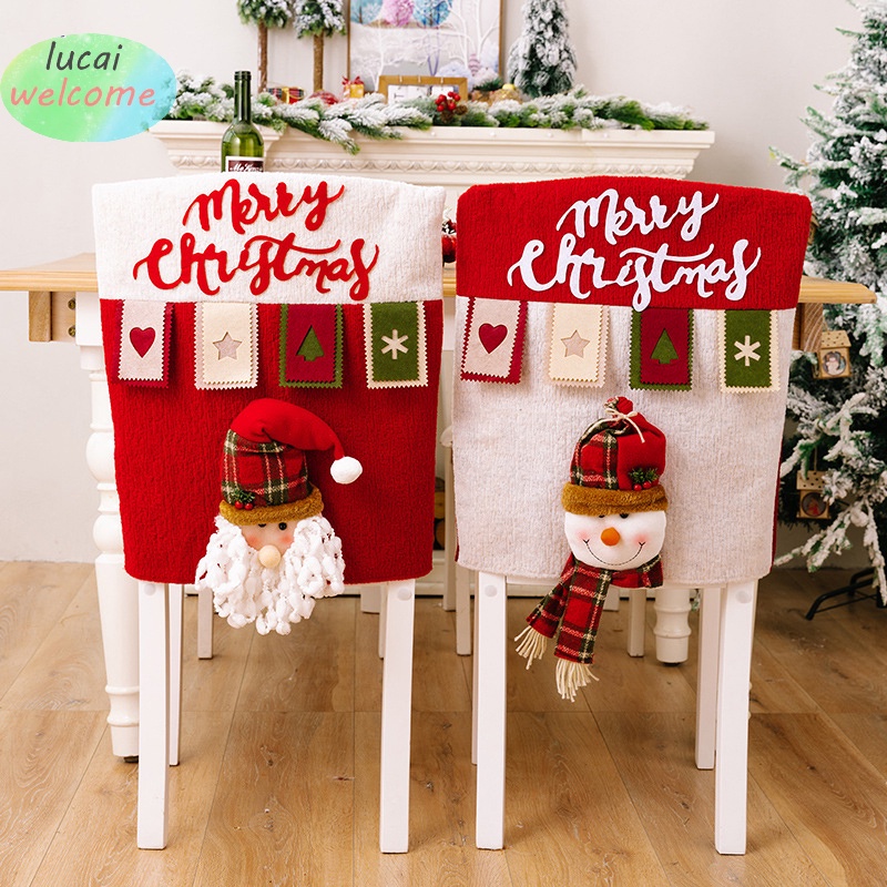 lu Linen ThreeDimensional Santa Claus Christmas Seat Cover Table Red
