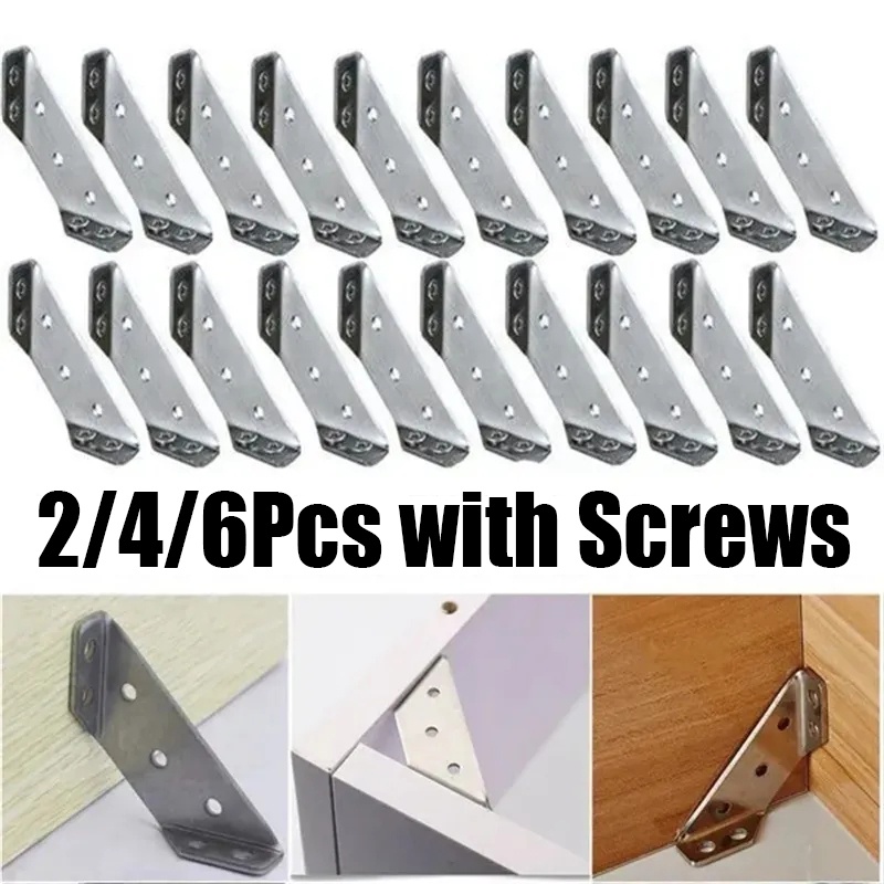 6Pcs Stainless Steel Furniture Corner Shelf Joint Fastener/Triangular