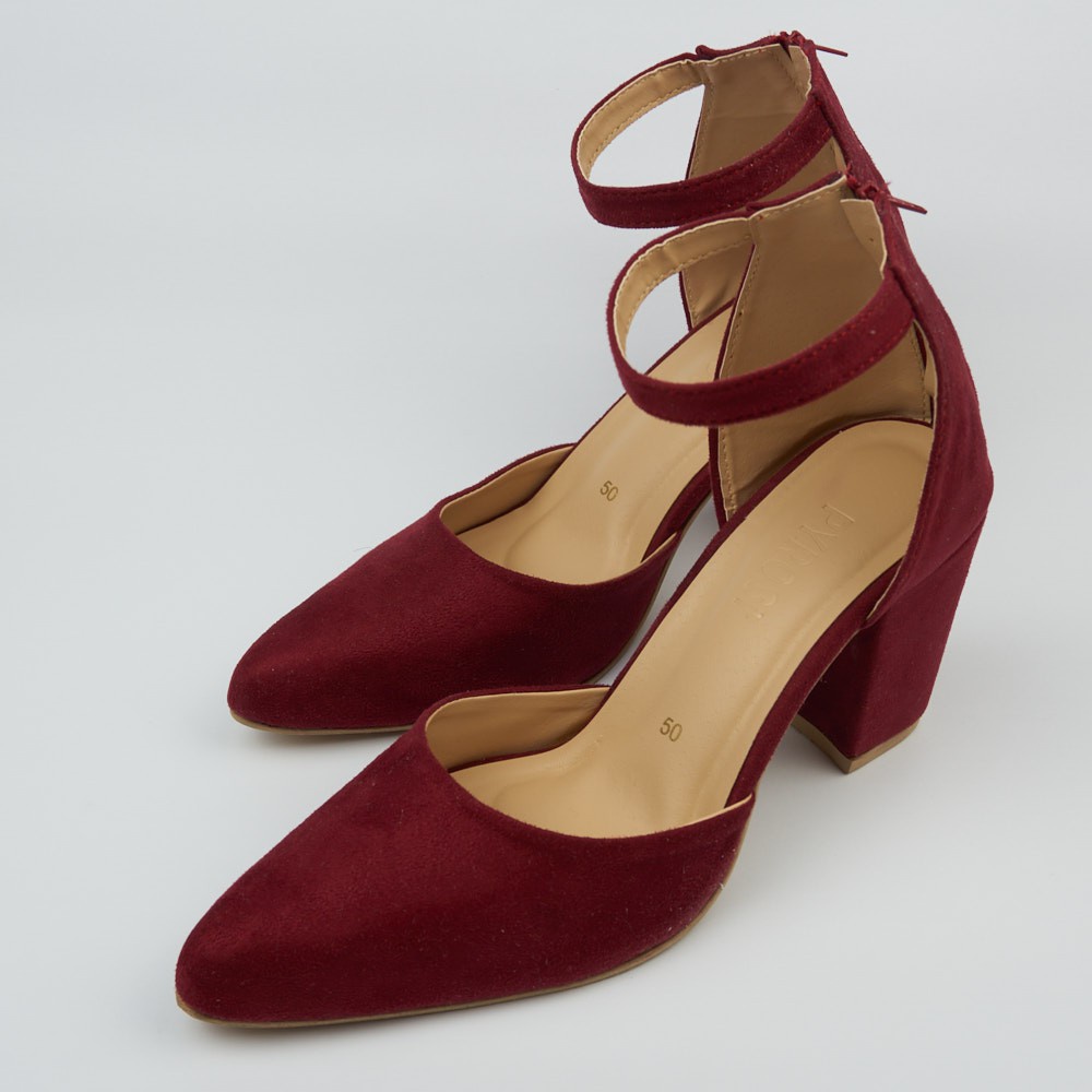 Burgundy block hotsell heels closed toe