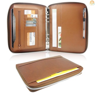 Zippered Padfolio A4 PU Leather Portfolio Organizer for Interview