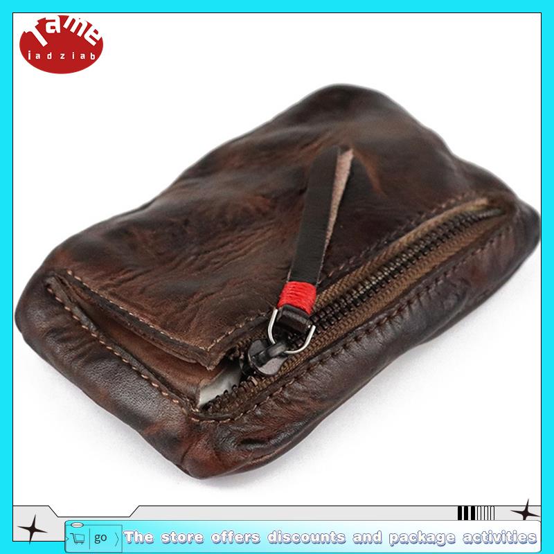 tameiadziab Vintage Men s Genuine Leather Mini Coin Purse Card Case Holder Wallet Clutch Male Short Zipper Small Change Bag Shopee Philippines