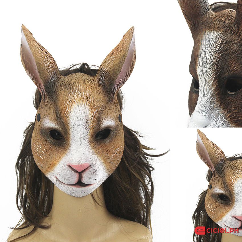Halloween Rabbit Mask Easter Animal Mask Carnival Party PU Rabbit Mask