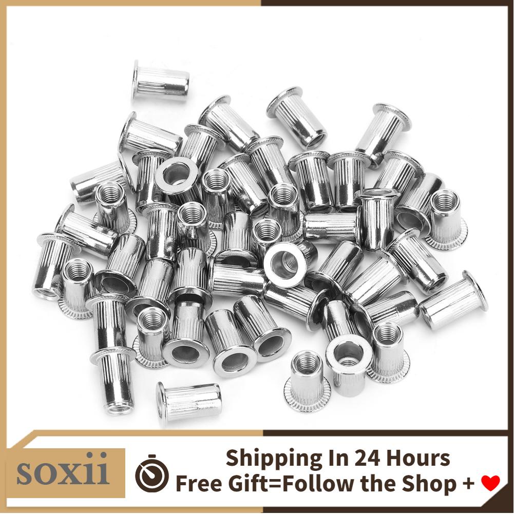 Soxii 50pcs M5 River Nuts Stainless Steel Threaded Insert Nutsert