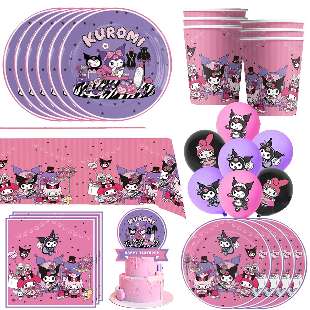 Kuromi Birthday Party Decoration Tableware Plate Cup Napkins Tablecloth ...