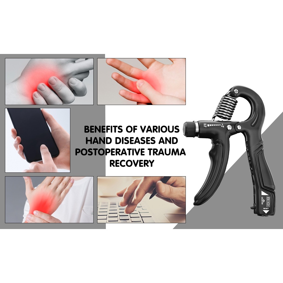 60kg Hand Grip Exercise Gym Hand Grip Adjustable Hand Grip Strengthener ...