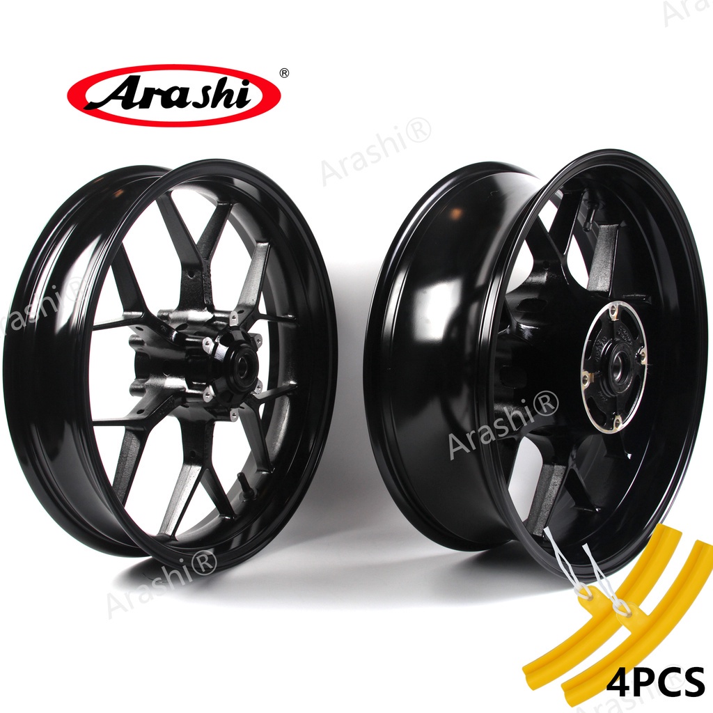Arashi Front & Rear Wheel Rims & Brake Rotors For Honda CBR1000RR 2006-2016 – Gloss Black, 17 Inch