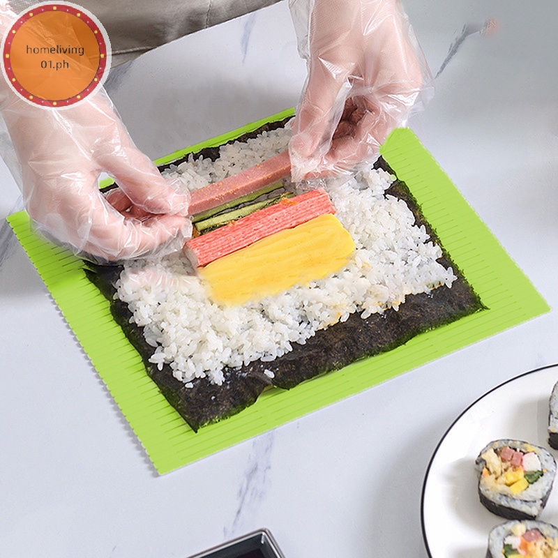 homeliving01 GREEN DIY Silicone Sushi Roller Mats Reusable Sushi Rice