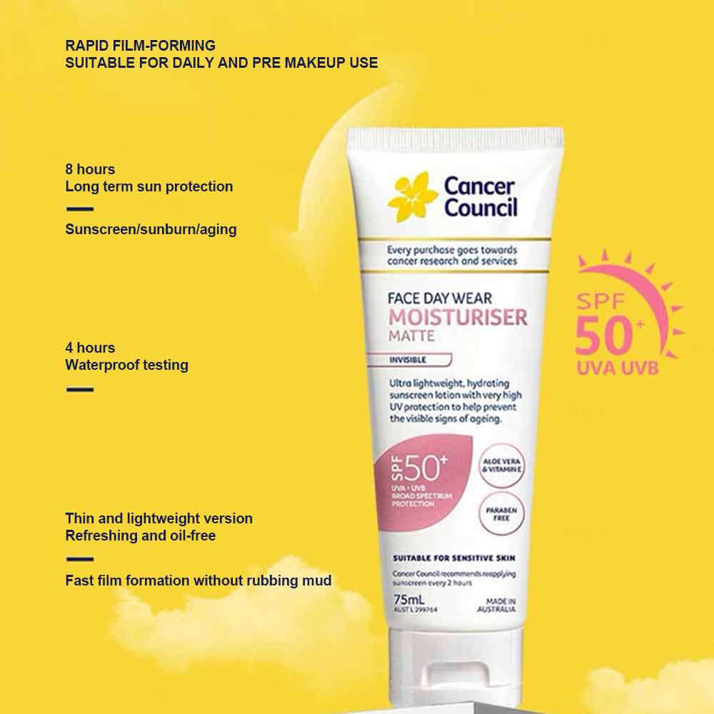 Cancer Council Face Day Wear Moisturiser Matte Spf50+ Light Tint 75ml 