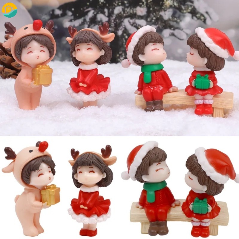 Figurine Miniature Cute Santa Claus Snowman Elk Christmas T Girl Boy Couple Micro Landscape 9162