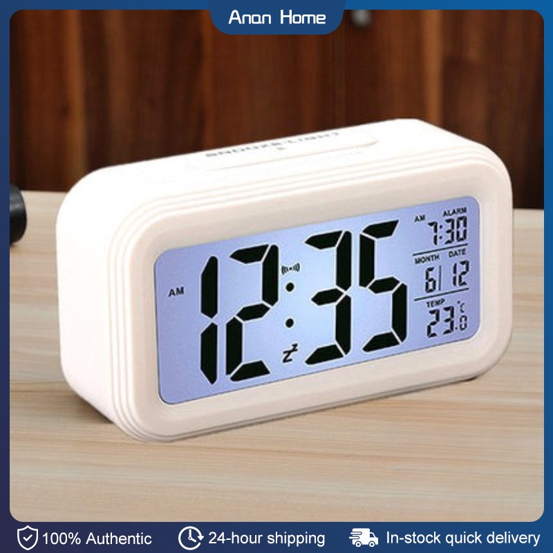 Digital Backlight LED Display Table Alarm Clock Snooze Thermometer