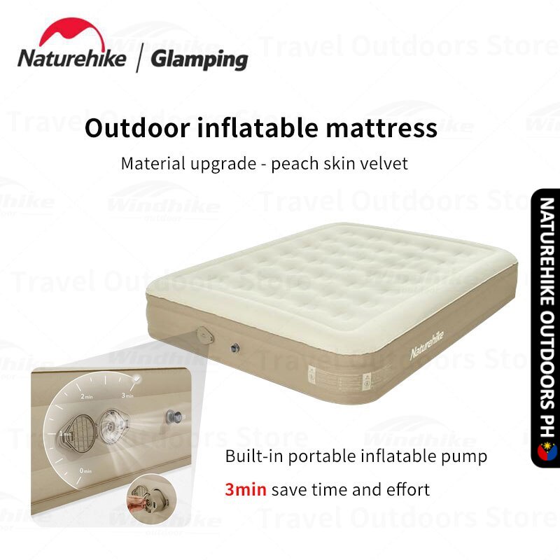 Naturehike C20 36cm High Camping Air Bed Builtin Pump for 1 2 3 Person