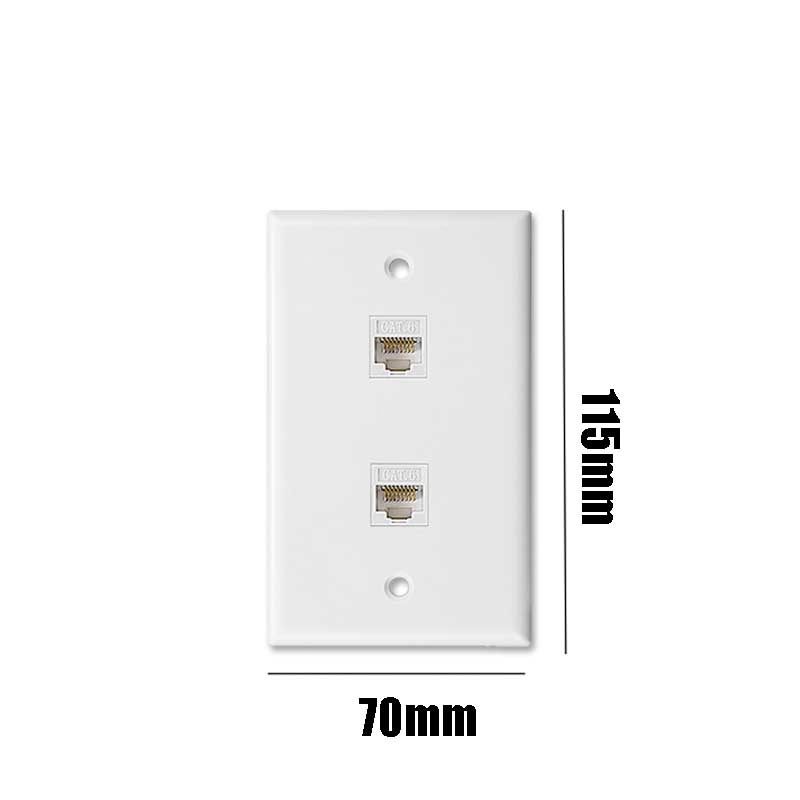 2Pcs/set 2 Port Ethernet Wall Plate Cat6 RJ45 Female to Female Jack ...