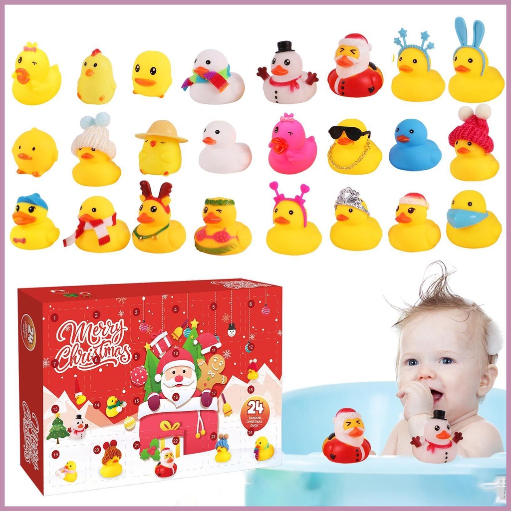 Kids Advent Calendar Rubber Ducks Christmas Countdown Calendar 24pcs