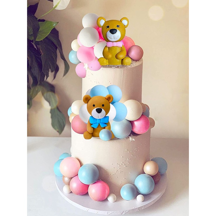 COOLSY 1Set Green Baby Shower Cake Decoration Teddy Bear Cake Topper ...
