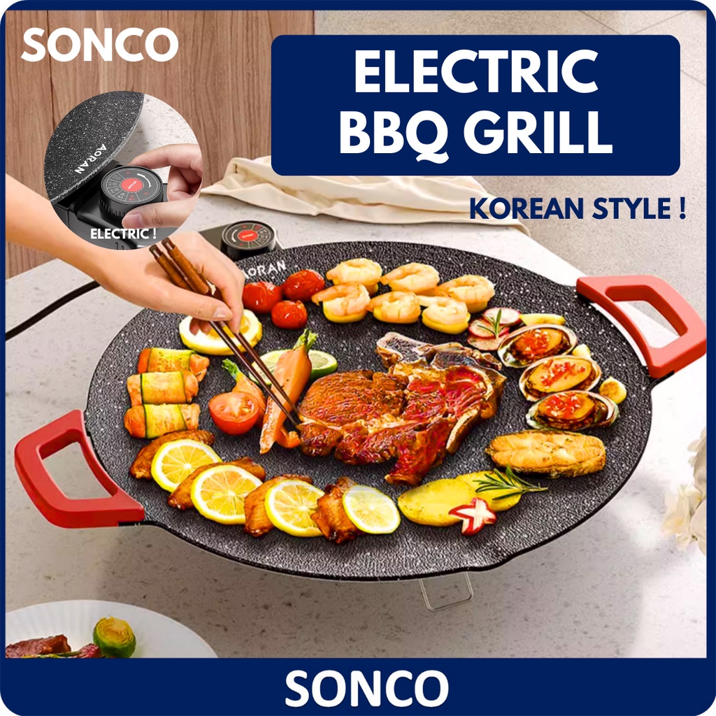 Electric 36CM Korean BBQ Hot Plate Maifan Stone Barbecue Oudoor Indoor