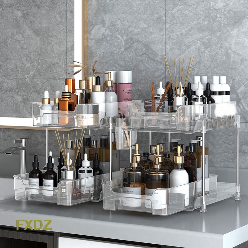 FXDZ Bathroom Organizer 2 Tier Clear Under Sink Storage