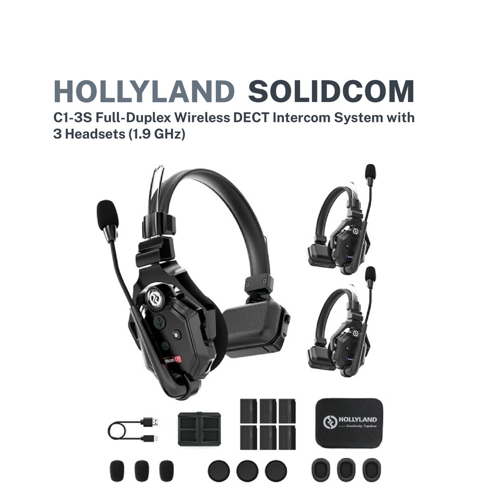 Hollyland Solidcom C1-3S Full-Duplex Wireless DECT Intercom System with ...