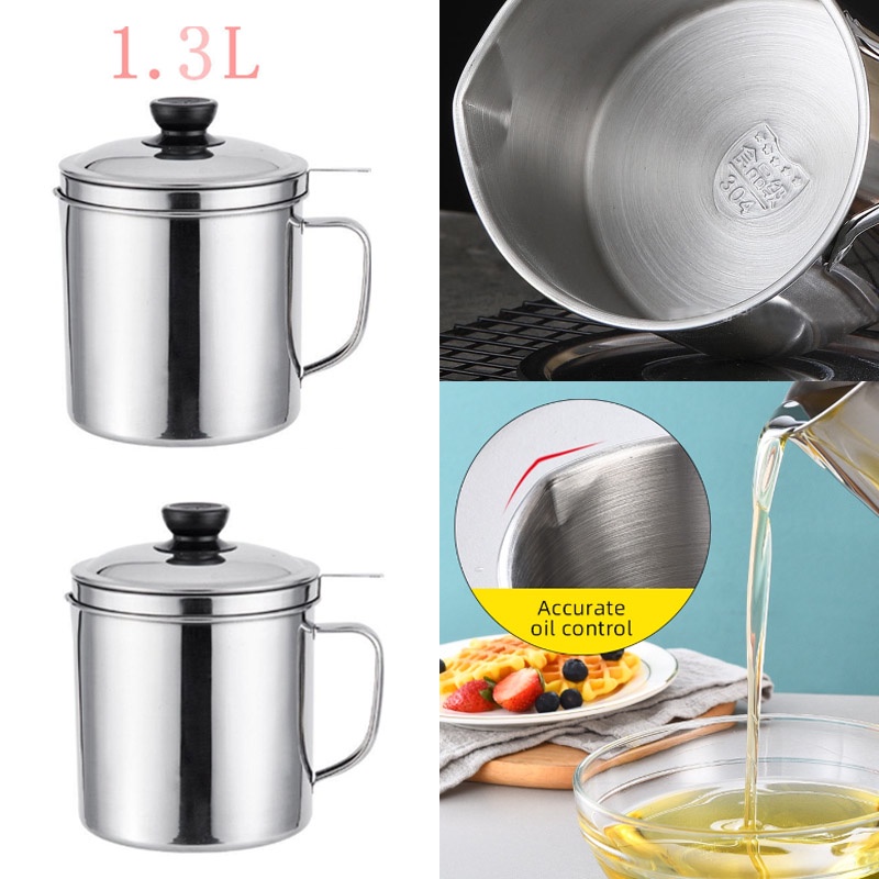 【COD】Oil Strainer Stainless Pot Kitchen Oil Container Cooking Oil