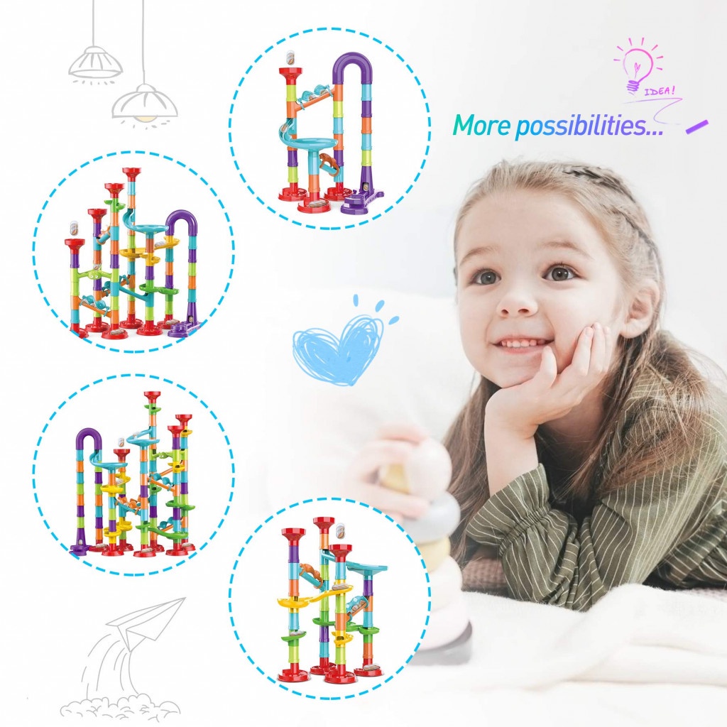 113/142pcs Set BIG DIY Construction Marble Race Run Maze Balls DIY ...