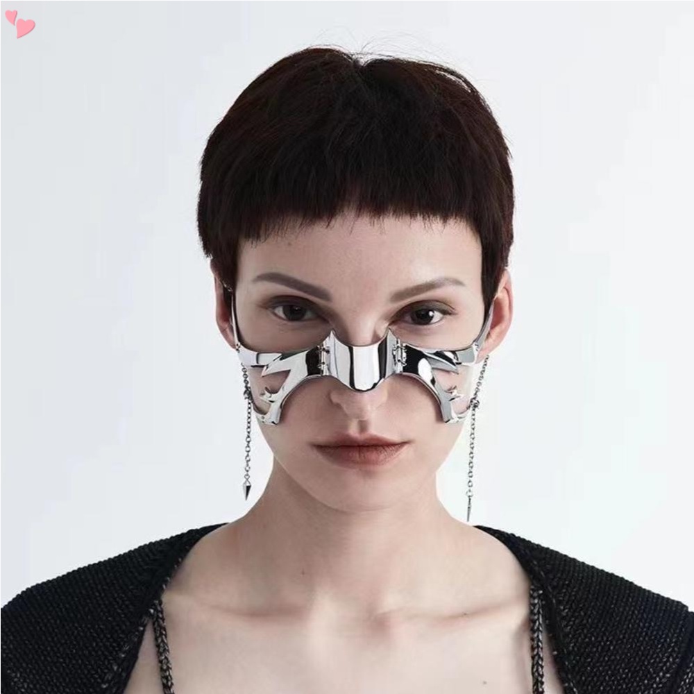 Steampunk Mechanical Face Chain Half Hollow Cyber Punk Mask Nightclub ...