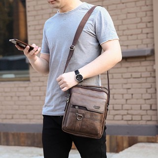 Jeep Men's Leather Messenger Bag Large Capacity Cross-body Bag Leather ...