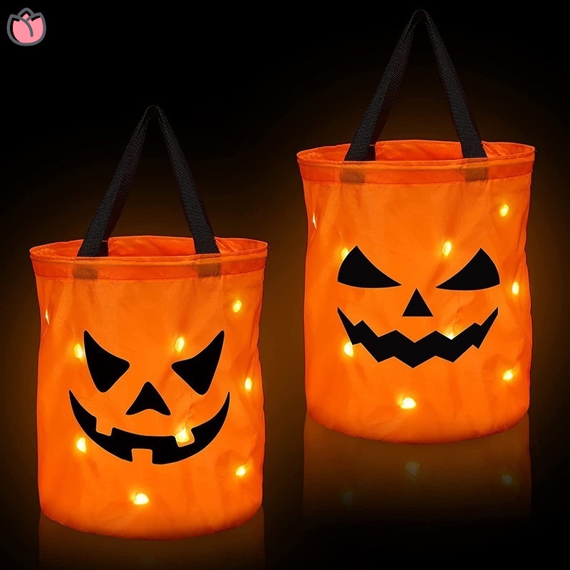 LED Light Halloween Candy Bags, Light Up Trick or Treat Party Bags