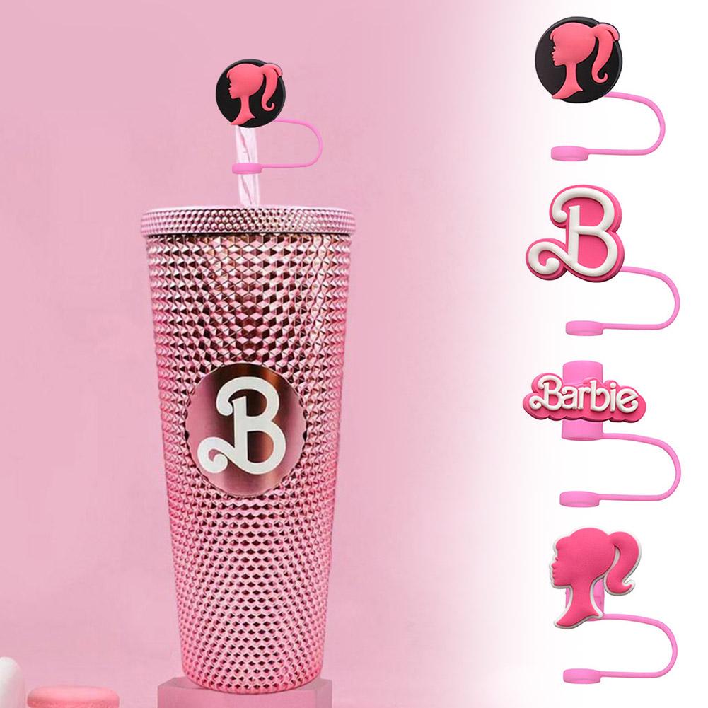 Barbi Pink Straw Cap Cartoon Soft Plastic Straw Dust Cap Dust Plug