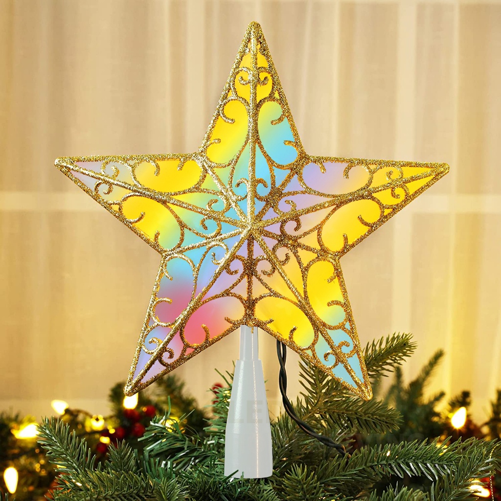 LEDSTAR Christmas Star Tree Topper Ornament GlitterTree Topper Shopee Philippines