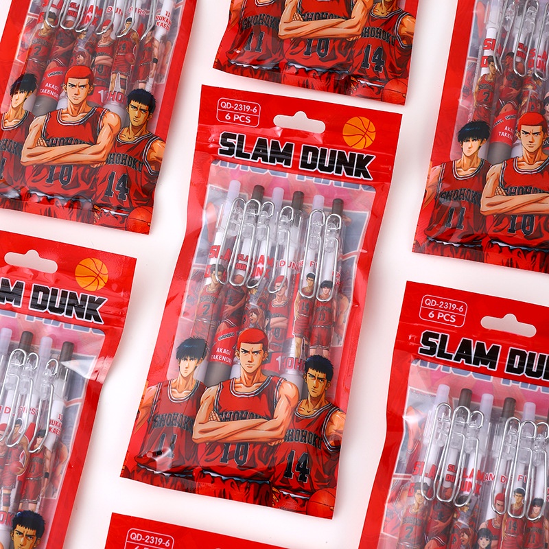 6pcs The First Slam Dunk gel pens 0.5mm carbon black pen student ...