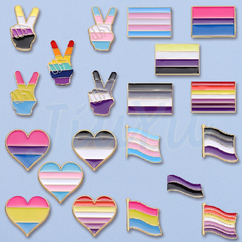 Lgbtq Enamel Pins Pride Lesbian Gay Rainbow Flag Brooch Pansexual Asexual Bisexual Transgender