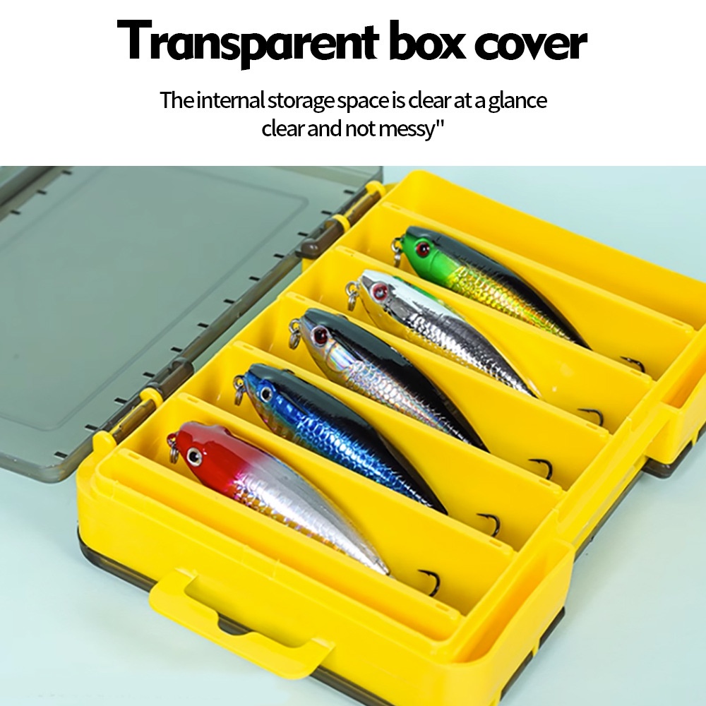 Fishing Tackle Box Lure Storage Multi Compartments Double Sided Open ...
