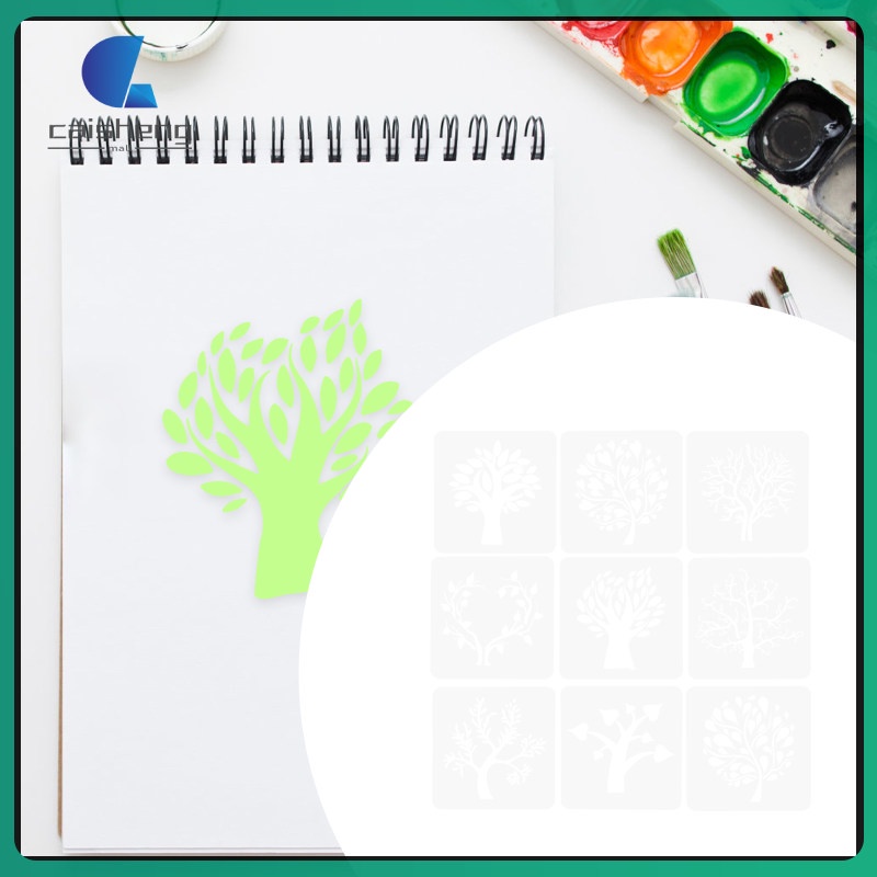 9 Pcs Aspen Trees Stencils Spray Paint Plastic Botanical Decor Drawing Hollow Template Kids