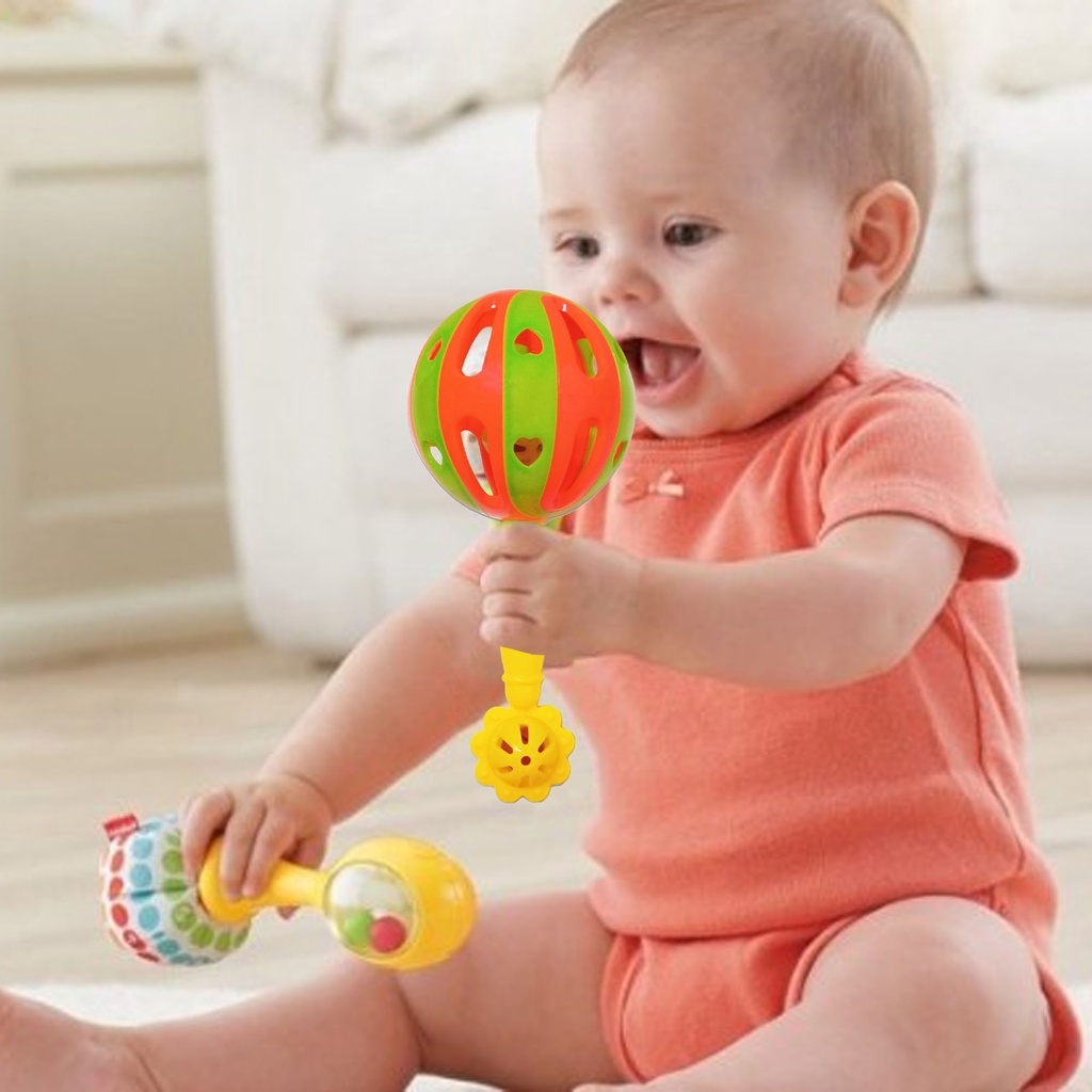 Baby Rattle Shaker Hand Toys for Infant Development Plastic Handle Non ...