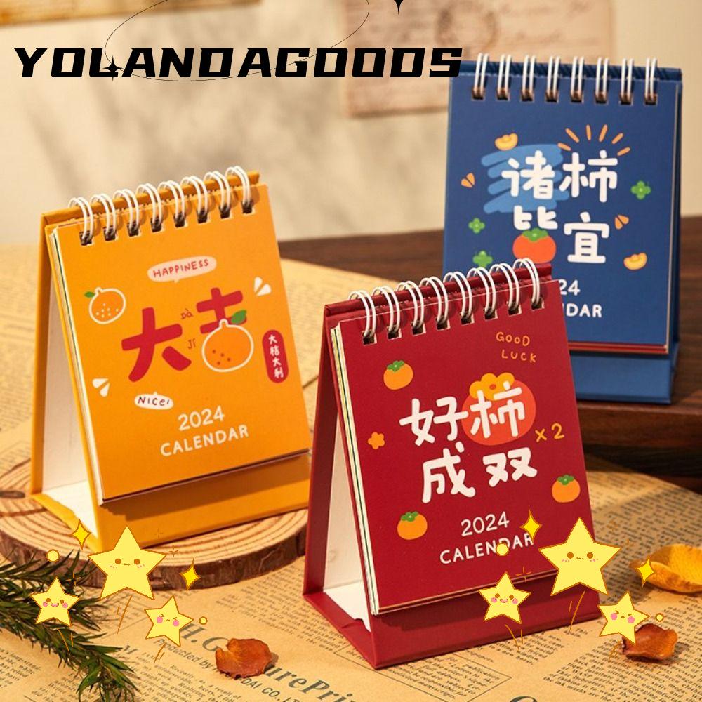 YOLA Cartoon Desk Calendar, Daily Planning Cute Mini Calendar, Standing