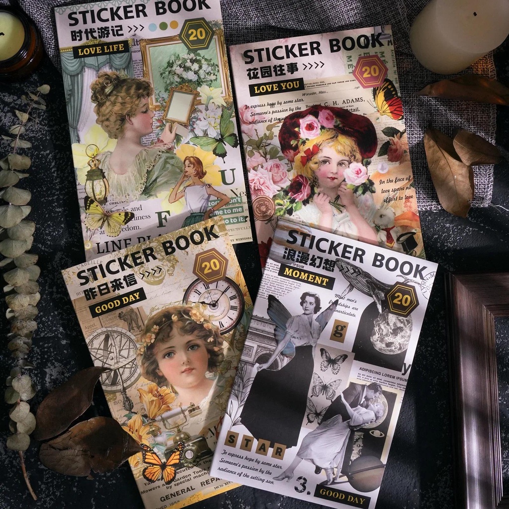 Journamm 20pages Vintage Stickers Book Washi Paper DIY Scrapbooking ...