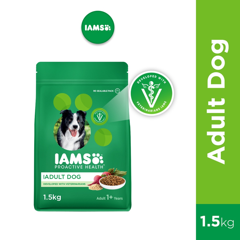 IAMS Dog Food with Chicken, 1.5kg. Pet Food for Adult Dogs Aged 1
