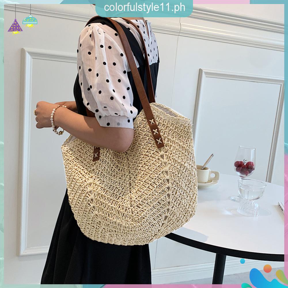 CF Summer Beach Tote Bag Women Vintage Rattan Straw sling Bag Large ...