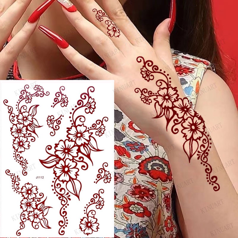 Waterproof Temporary Tattoos for Women Henna Tattoo Stickers Mehndi ...