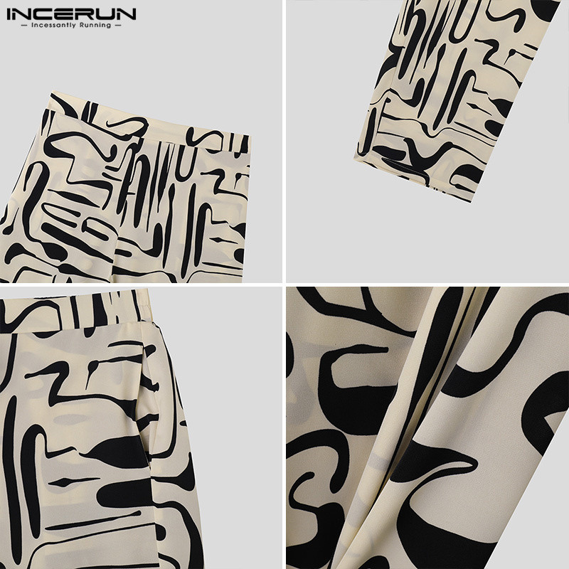 INCERUN Men Vintage Daily Printed Casual Fashionable Loose Trousers ...
