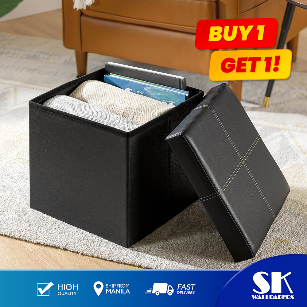 SK Wall BUY 1 TAKE 1 Ottoman PVC Folding Storage Stool Leather Multi ...