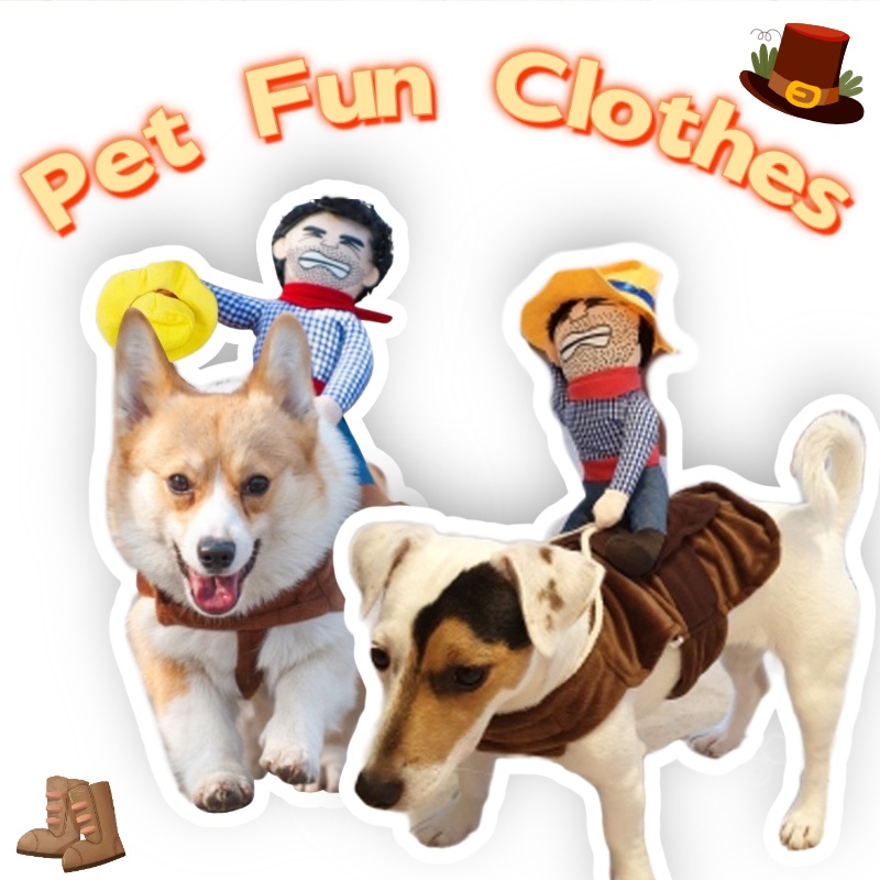 Dog Funny Clothes Pet Cowboy Outfit Puppy Rider Costume Horseback Pet