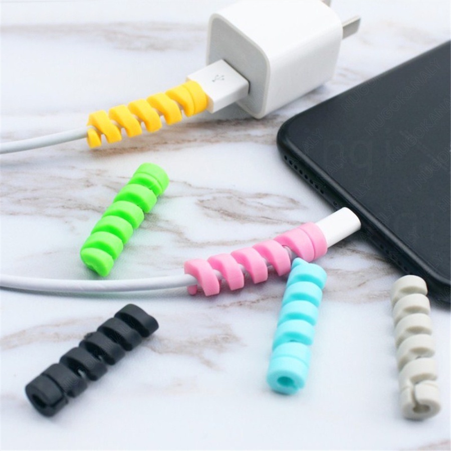 1 set/2 sets Android Spiral silicone data cable protective sleeve ...