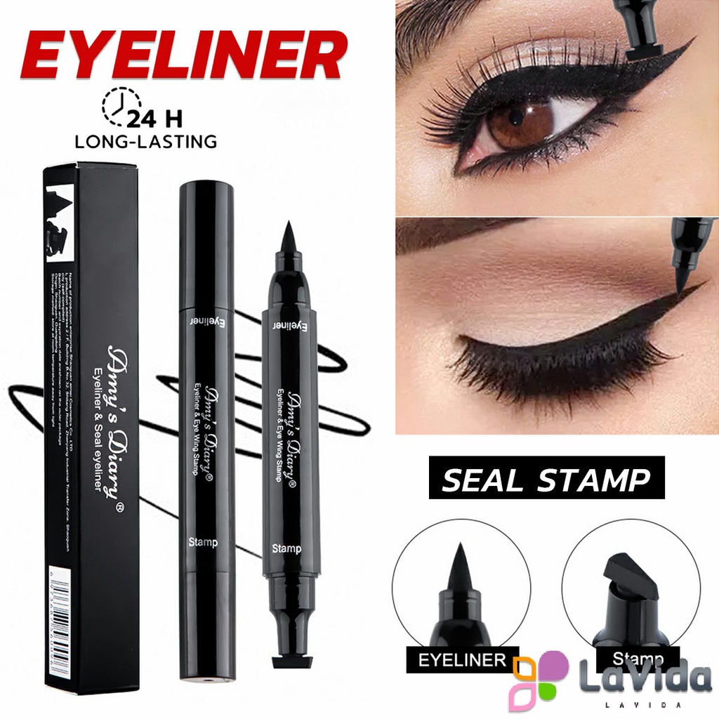 Double Head Waterproof Eyeliner Pen Cat Eye Winged Eyeliner Sexy Eye Cosmetic Seal Stamp 2 In 1 