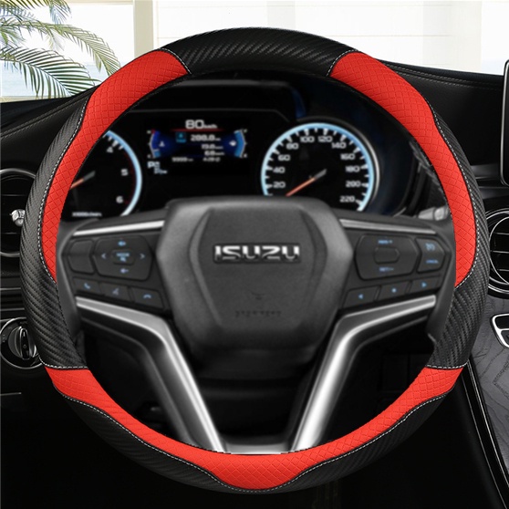 Isuzu DMax MUX Carbon Fiber Leather Steering Wheel Cover Nonslip