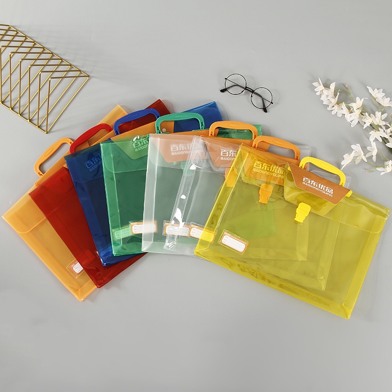 Plastic Color Push Lock Envelope & Zipper Long Envelope With Handle ...