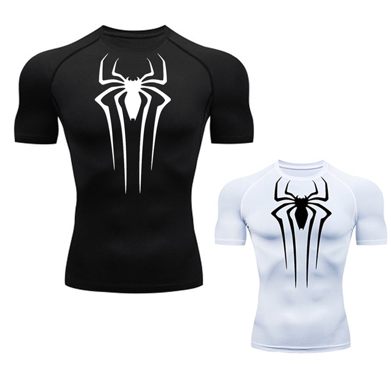 Mens Superhero Spiderman Compression Top T-shirt Sport